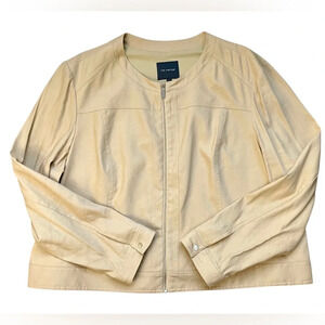 NWOT The Limited Linen Blend Full Zip Plus Size Moto Jacket